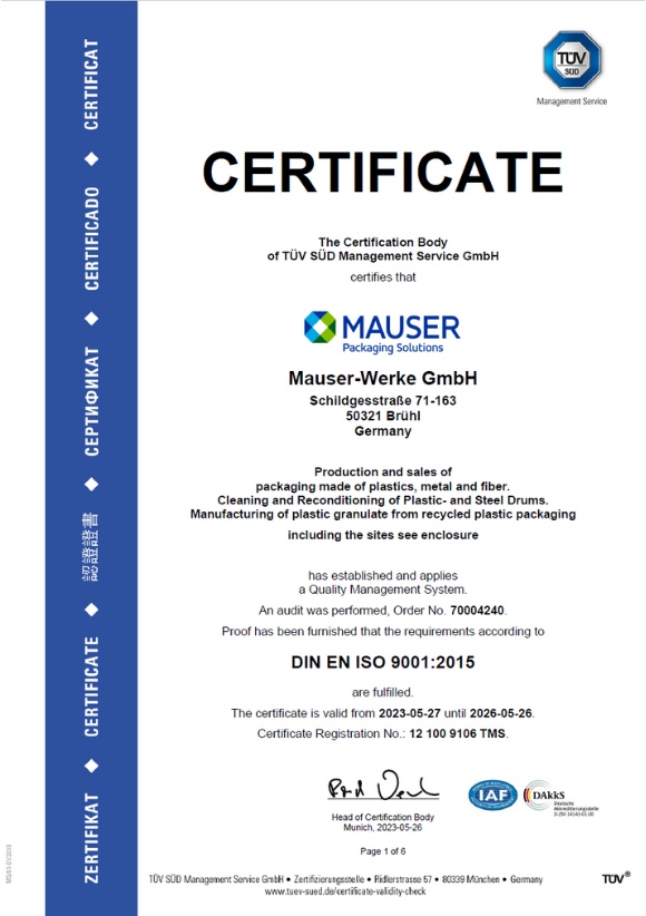 ISO 9001 Group Certificate