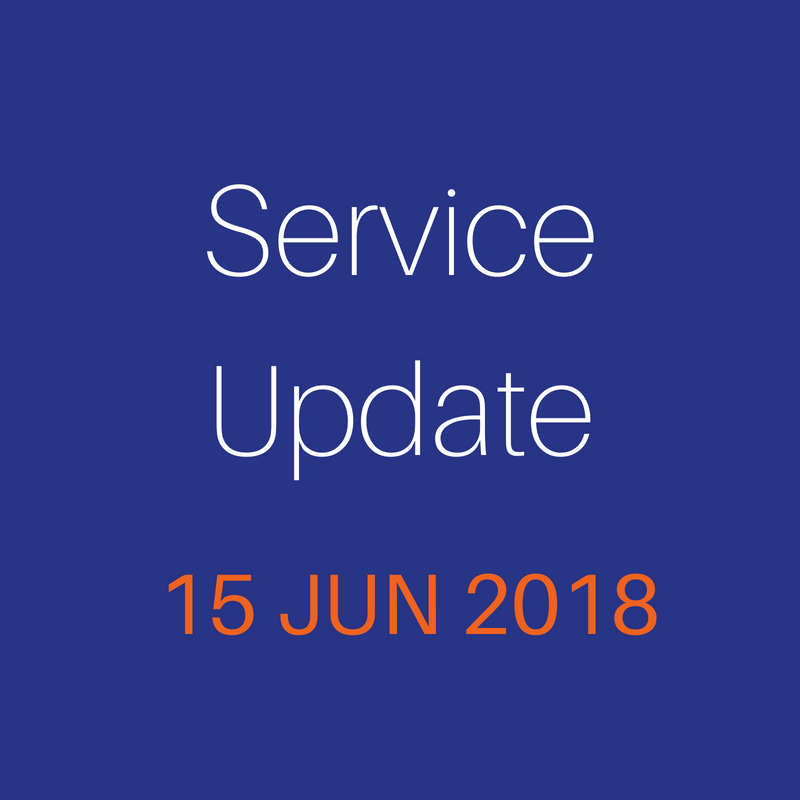 Service update 15 Jun
