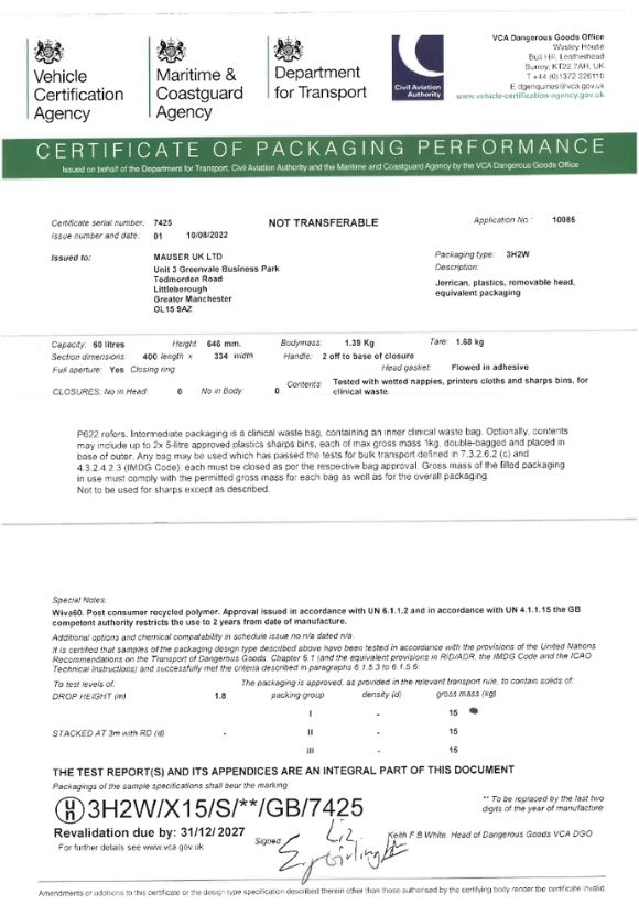 WIVA™ 60 Litre UN3549 Cert 7425 Recycled exp31.12.27 thumbnail